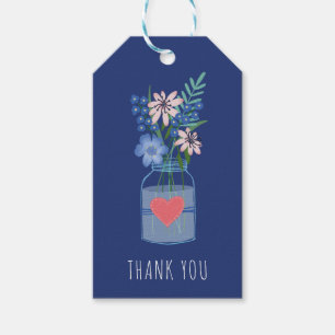 Étiquettes de cadeau floral Jar de Maçons Merci