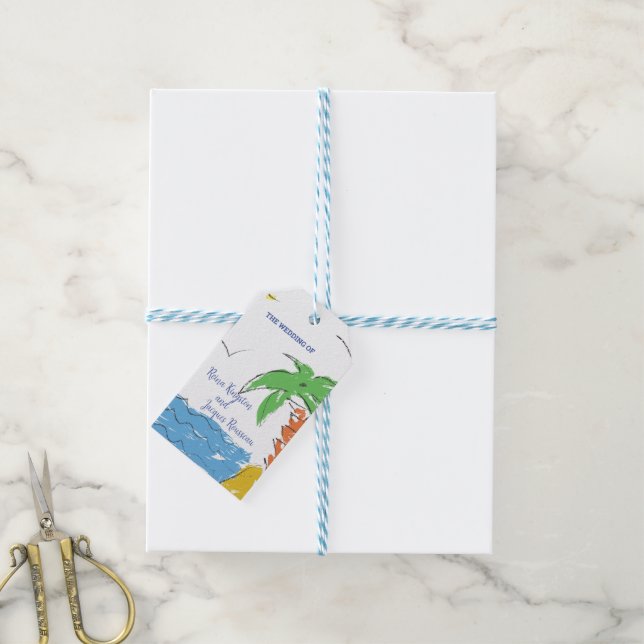 Étiquettes de cadeau personnalisées de plage tropi (With Twine)