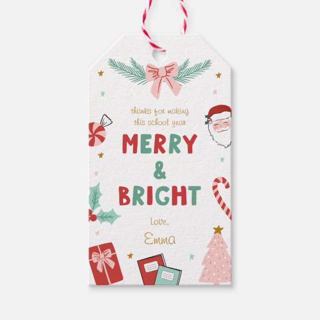 Étiquettes de cadeau pour les enseignants de Noël  (Devant)