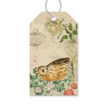 Étiquettes de cadeau rustiques de chouette vintage