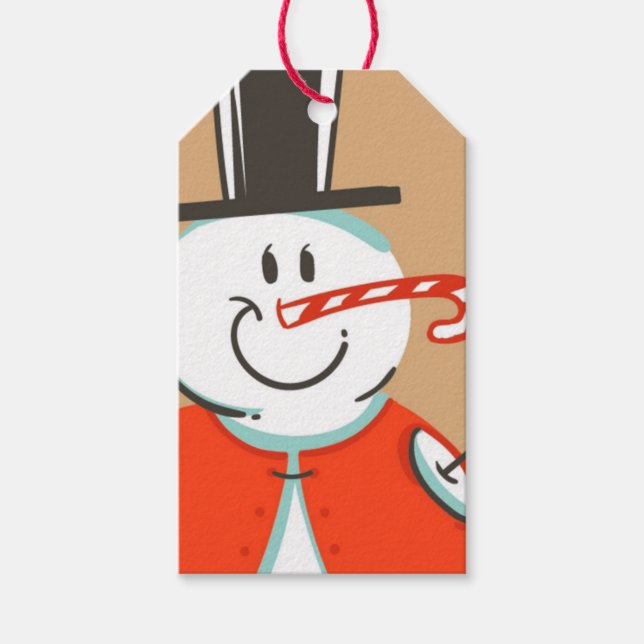Étiquettes de cadeaux Bonhomme de neige de Noël (Devant)