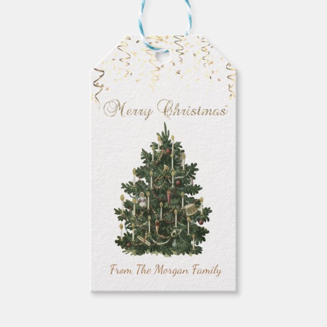 Étiquettes de cadeaux confettis pour sapin de Noël (Devant)