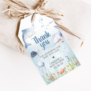 Étiquettes de cadeaux de baby shower Bleu sous la