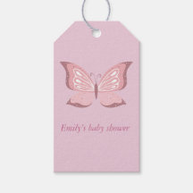 Étiquettes de cadeaux de baby shower Papillon Rose
