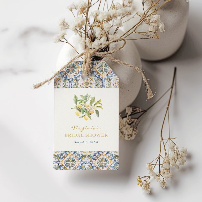 Étiquettes de cadeaux de bapteme de mariage au cit (Lemon Bridal Shower Gift Tags
)