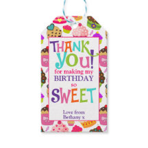 Étiquettes de cadeaux de fête d'anniversaire merci