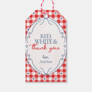 Étiquettes de cadeaux de fête Merci Rouge Blanc