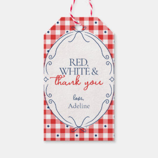 Étiquettes de cadeaux de fête Merci Rouge Blanc