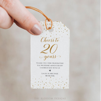 Étiquettes de cadeaux de fête pour 20e anniversair