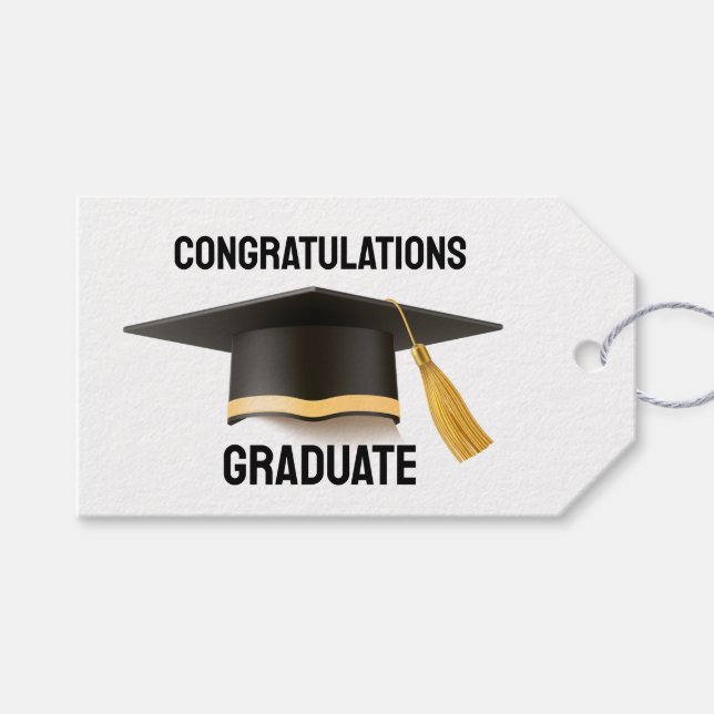 Étiquettes de cadeaux de la casquette de diplôme (Devant (Horizontal))