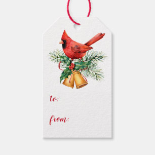 Étiquettes de cadeaux de Noël de cardinal à partir