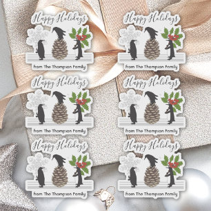 Étiquettes de cadeaux de Noël de pingouin drôle de