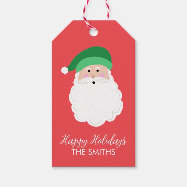 Étiquettes de cadeaux personnalisées Père Noël Ver (Devant)