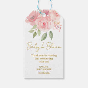 Étiquettes de cadeaux pour Baby Shower Rose Merci