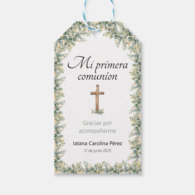 Étiquettes de cadeaux pour ma première communion  (Devant)