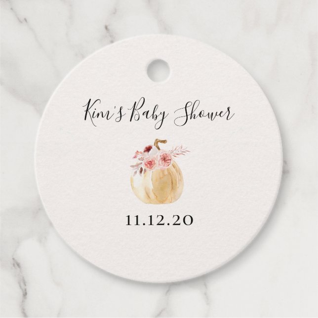 Étiquettes de cadeaux pour une baby shower d'autom (Devant)