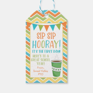 Étiquettes de café pour le premier jour d'école po