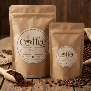 Étiquettes de café simples haricots bruns rustique