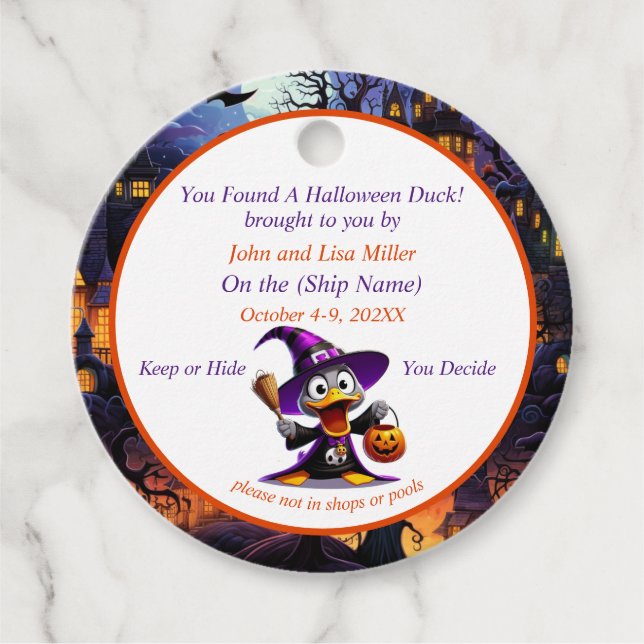 Étiquettes de canard de croisière Halloween (Devant)