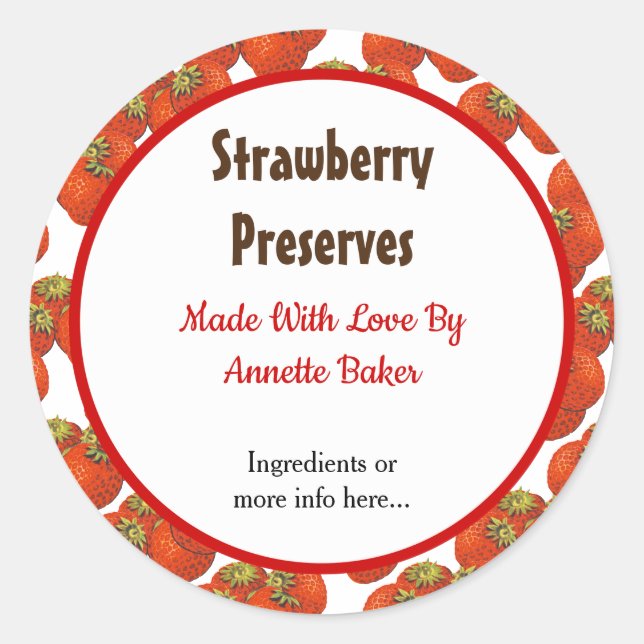 Étiquettes de canne à Motif de fraises rétro modif (Devant)
