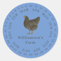 Étiquettes de carton d'œufs de date encerclée Bleu