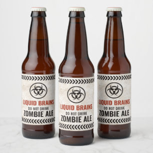 Étiquettes de cerveaux liquides zombies pour Hallo