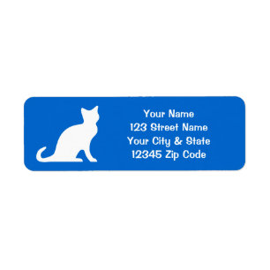 Étiquettes de chat bleu avec adresse de retour per
