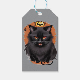 Étiquettes de chat noir maléfique