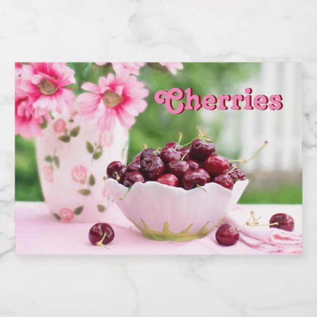 Étiquettes De Confiture Avec Cerises Et Fleurs (Étiquettes simples)