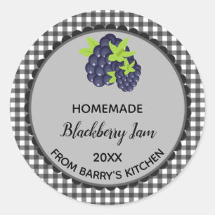 Étiquettes de confiture En vichy Blackberry noir m