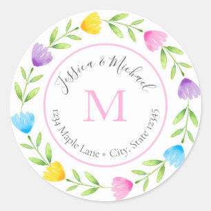 Étiquettes de courme fleurie multicolore