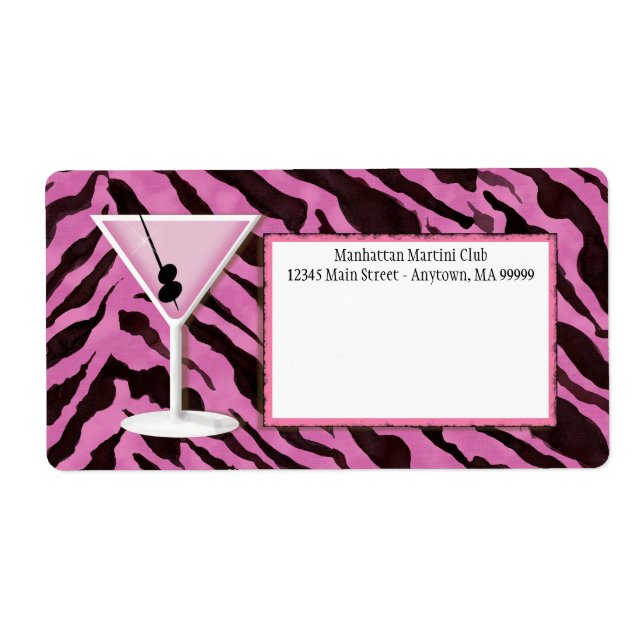 Étiquettes de courrier - Zebra Print 'n Martini (Devant)