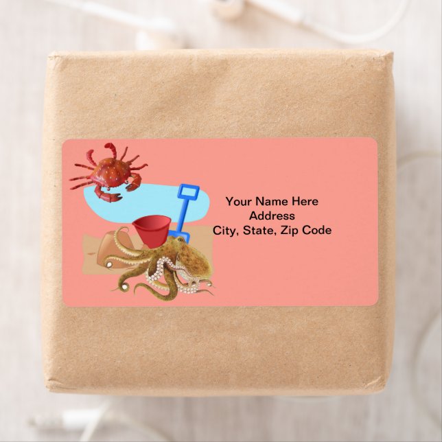 Étiquettes de crabe de plage de pieuvre (En situation)