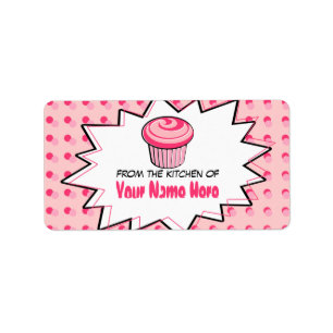 Étiquettes de cuisine - Pop Art - Cupcake rose