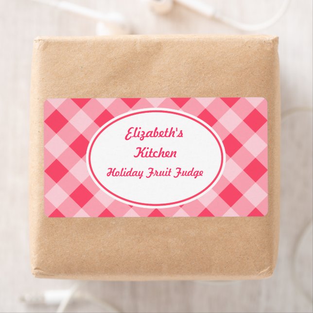 Étiquettes de cuisine rose En vichy (En situation)