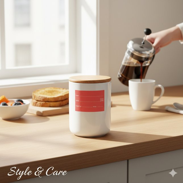 Étiquettes de cuisine rouge vif pour la maison et  (Bright Red Food Labels for Home and Kitchen)