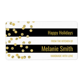 Étiquettes de cuisson à café en or Black Stripes