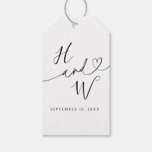 Étiquettes de don de mariage initiales Chic Heart 
