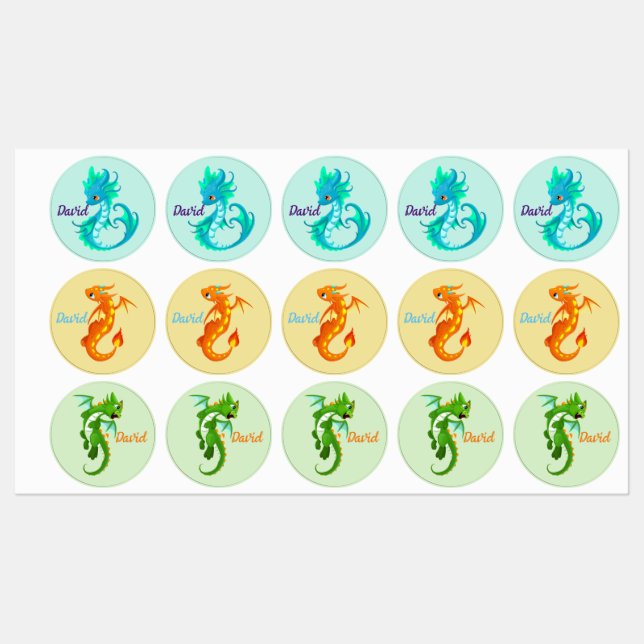 étiquettes de dragon de bébé personnalisées (Feuille)