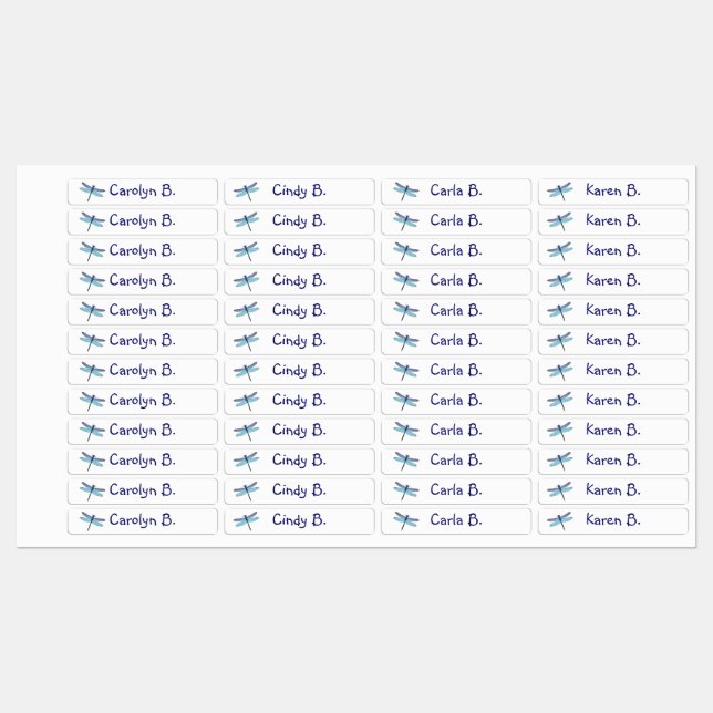 Étiquettes de dragonfly pour 4 enfants (Feuille)