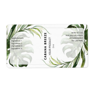 Étiquettes de dropper Tropical White and Green Bot