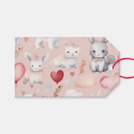 Étiquettes de faveur Cupidon Bunny & Lamb – Rose e