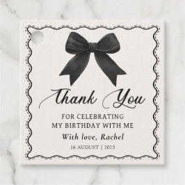Étiquettes de faveur d'anniversaire à nœud noir él