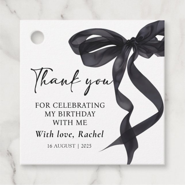 Étiquettes de Faveur d'Anniversaire Élégant Coquet (Devant)
