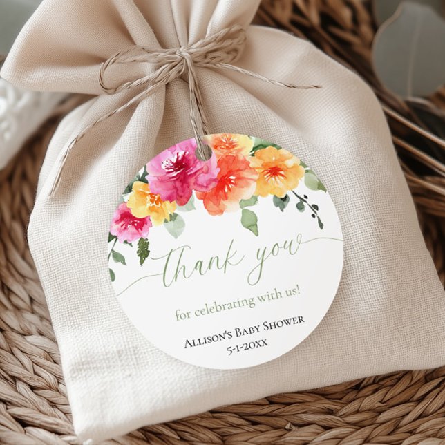 Étiquettes de faveur de baby shower avec des pivoi (Créateur téléchargé)