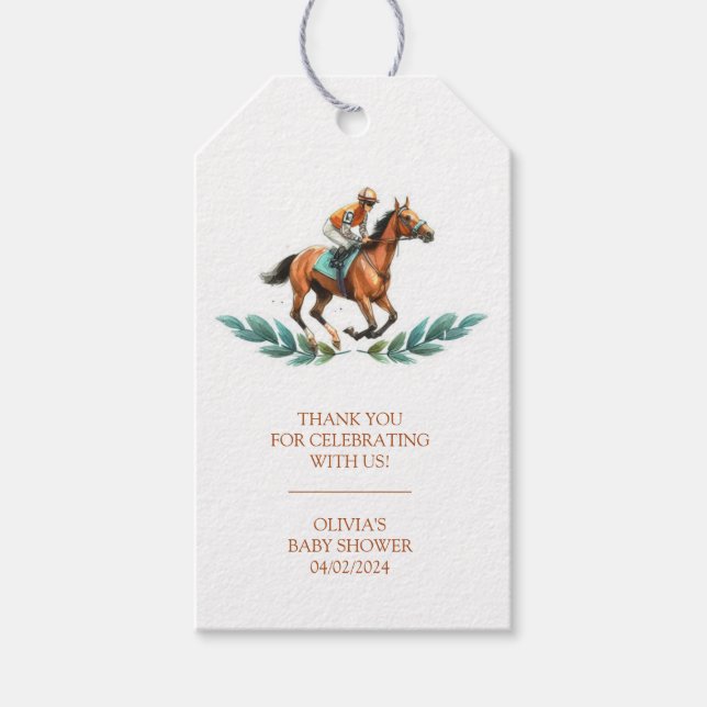 Étiquettes de faveur de baby shower pour cheval (Devant)