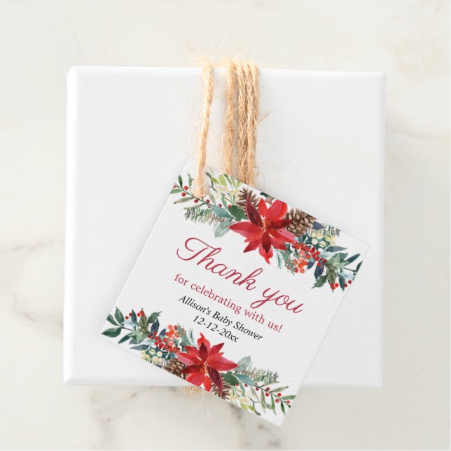 Étiquettes de faveur de Baby Shower pour Noël avec (En situation)