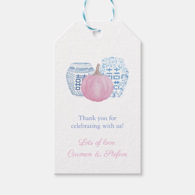 Étiquettes de faveur de Chinoiserie élégante citro (Devant)