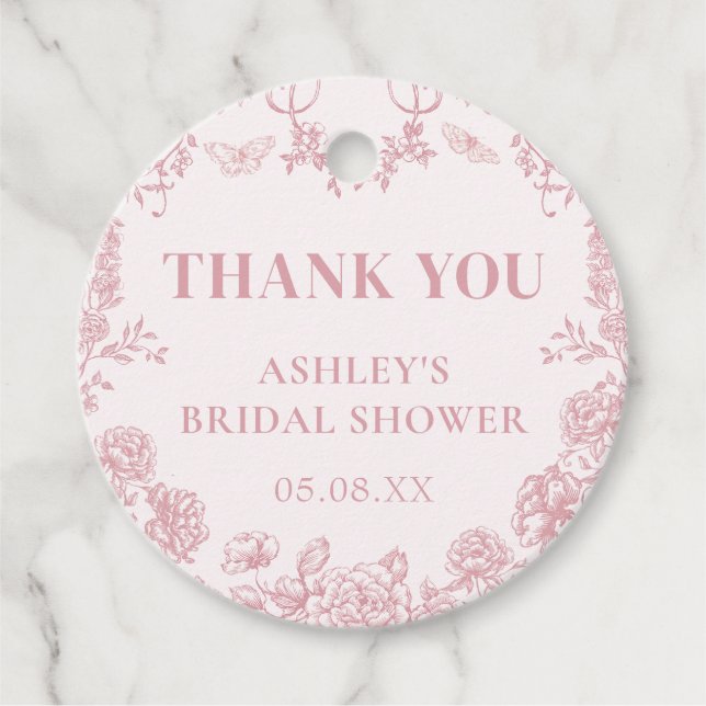 Étiquettes de faveur de douche de mariage en chino (Devant)