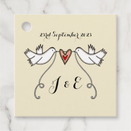 Étiquettes de faveur de mariage colombes blanches